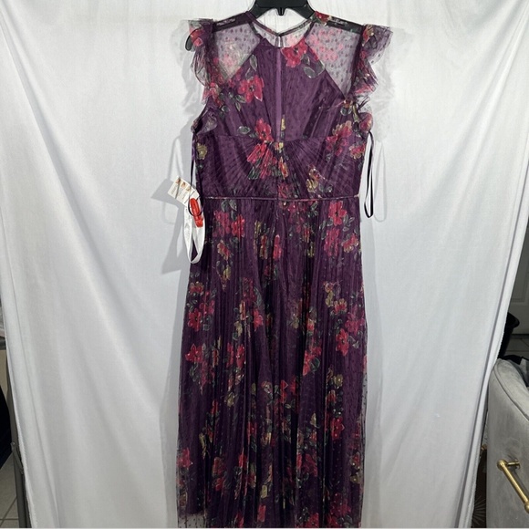 NEW $398 IEENA Mac Duggal‎ [ Small ] Floral Ruffle Fit Flare Tulle Dress #S576 - Picture 9 of 12